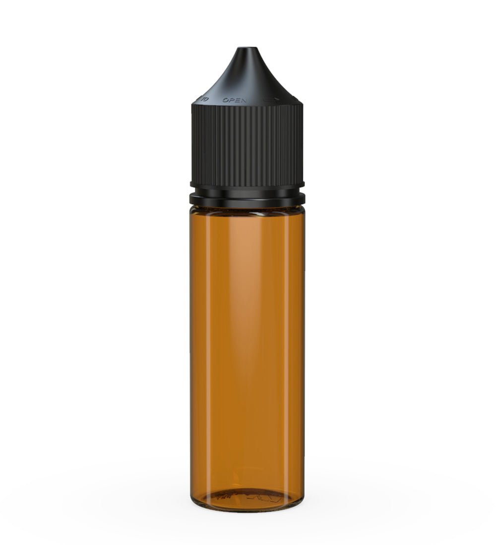 CHUBBY GORILLA Child Resistant Unicorn V3 PET Dropper Bottles Amber | 50mL - w/ Black Lid | Sample