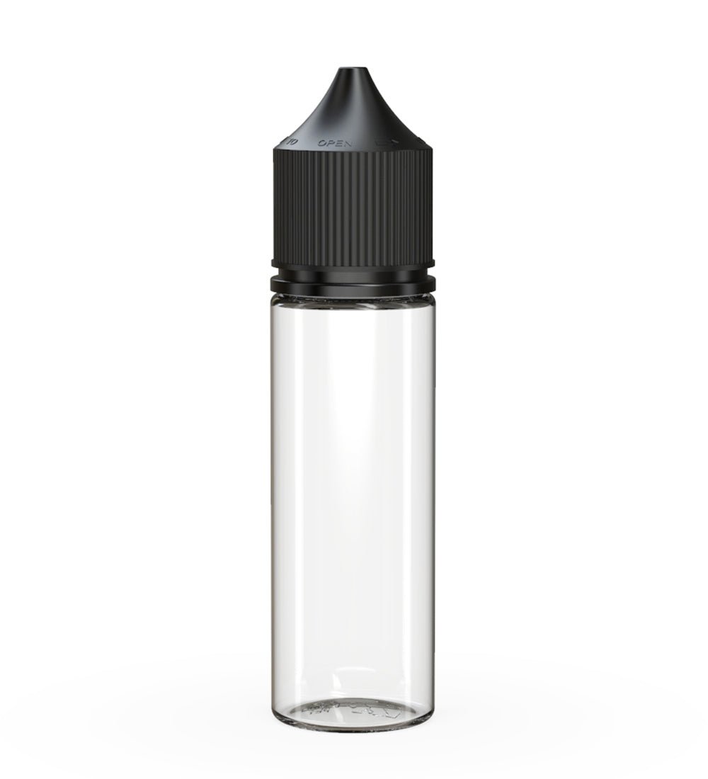 CHUBBY GORILLA Child Resistant Unicorn V3 PET Dropper Bottles Clear | 50mL - w/ Black Lid | Sample