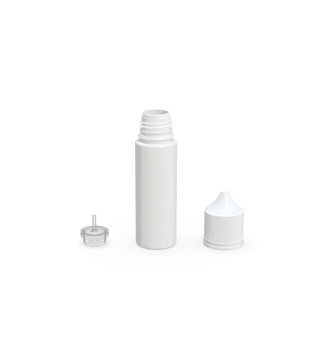 50mL Chubby Gorilla White Child Resistant PET Unicorn Dropper Bottles w/ White Closure 500/Box - 3