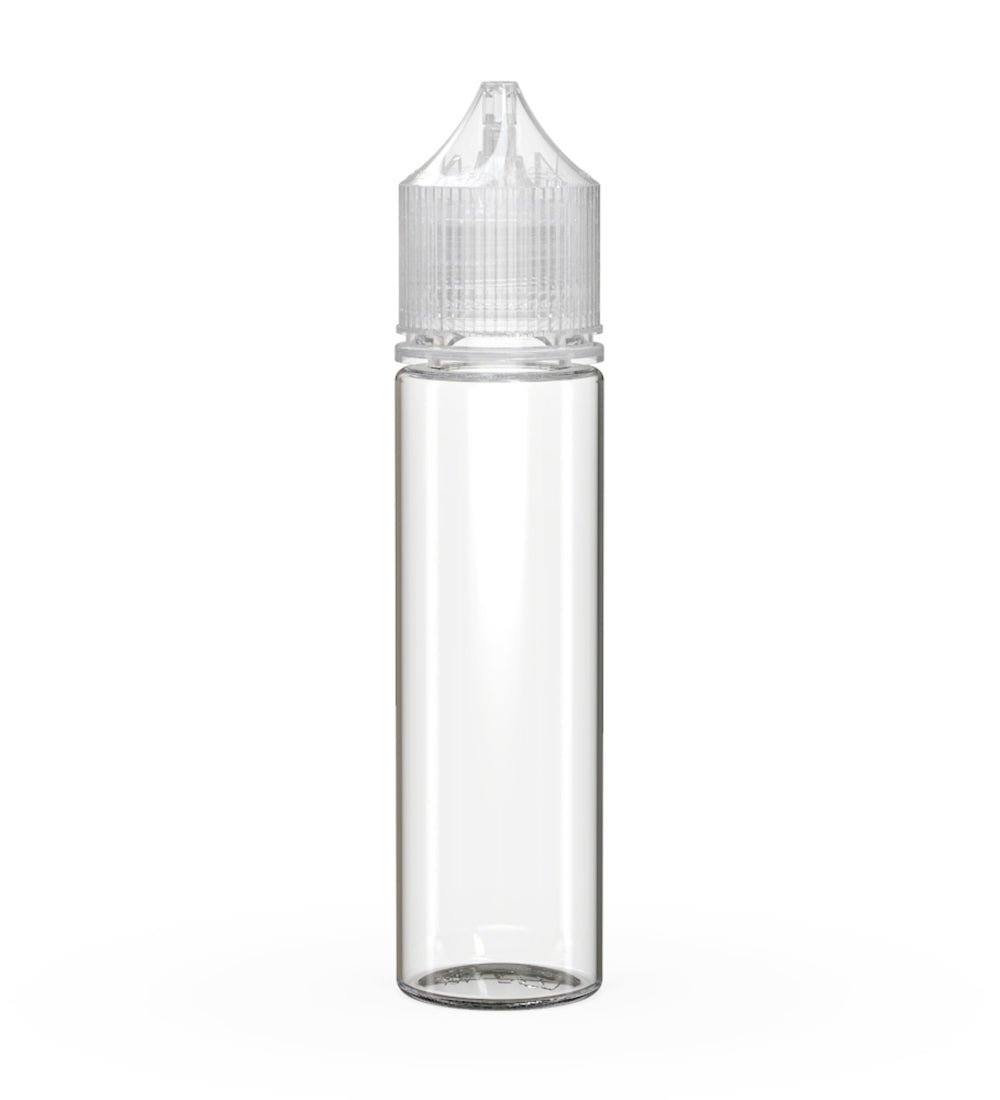 CHUBBY GORILLA Child Resistant Unicorn V3 PET Dropper Bottles Clear | 60mL - w/ Clear Lid | Sample