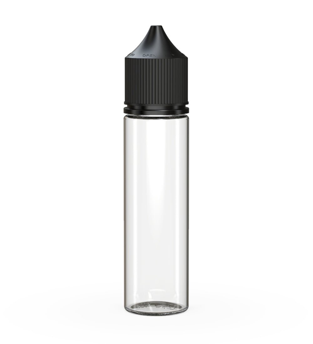 CHUBBY GORILLA Child Resistant Unicorn V3 PET Dropper Bottles Clear | 60mL - w/ Black Lid | Sample
