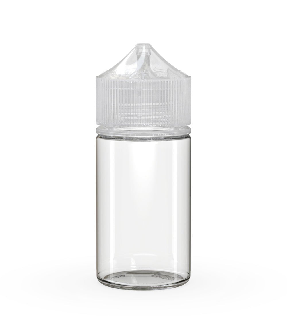 CHUBBY GORILLA Child Resistant Mini Unicorn PET Dropper Bottles Clear | 60mL - w/ Clear Lid | Sample