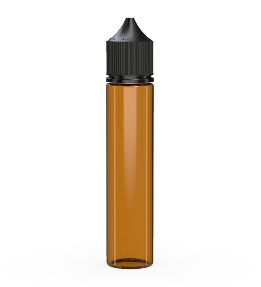 CHUBBY GORILLA Child Resistant Unicorn V3 PET Dropper Bottles Amber | 75mL - w/ Black Lid | Sample