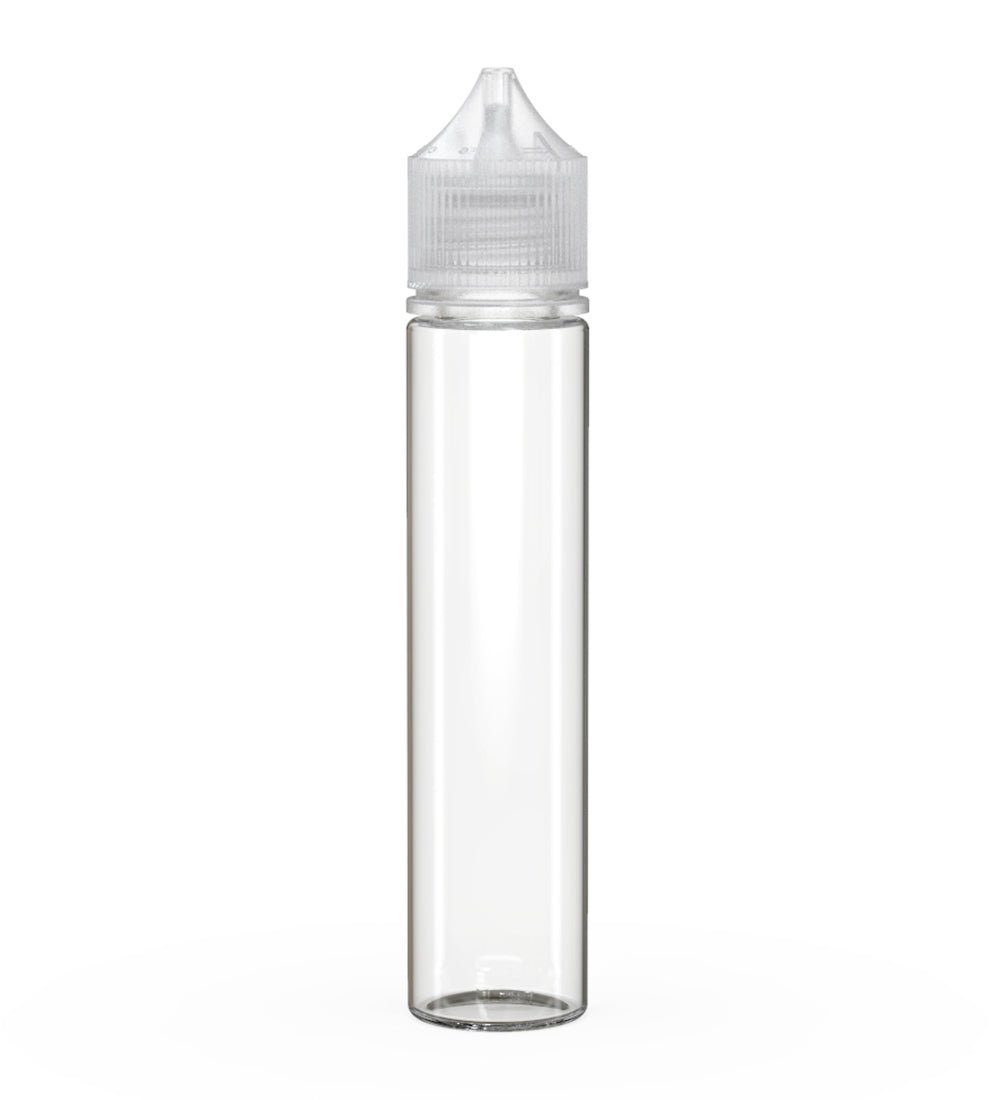 CHUBBY GORILLA Child Resistant Unicorn V3 PET Dropper Bottles Clear | 75mL - w/ Clear Lid | Sample
