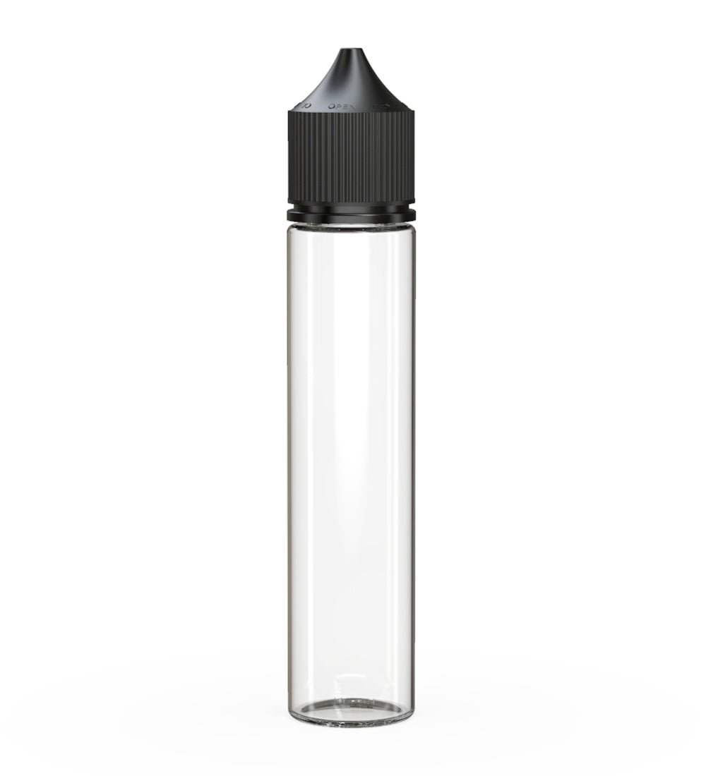 CHUBBY GORILLA Child Resistant Unicorn V3 PET Dropper Bottles w/ Black Lid | 75mL - Clear | Sample