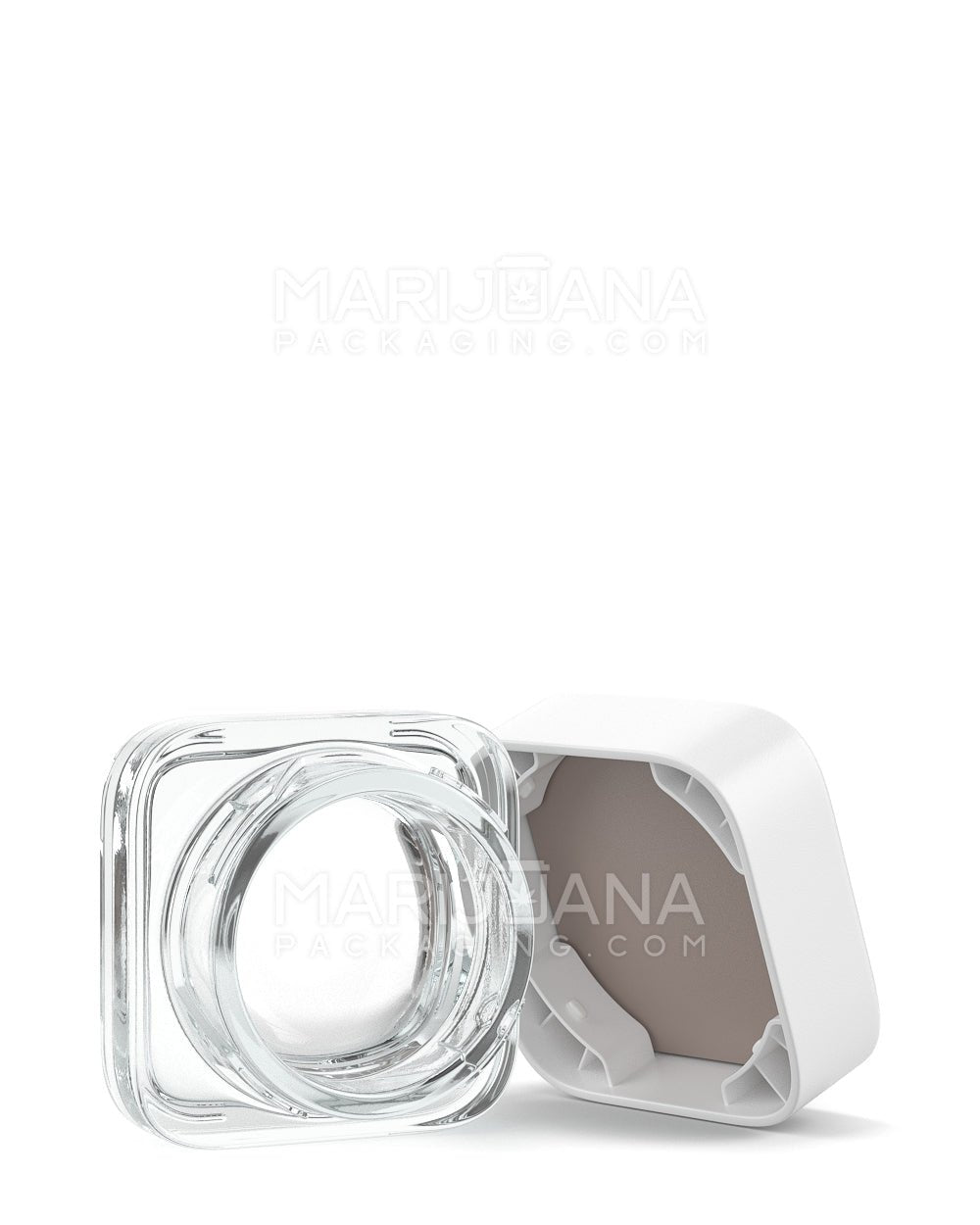 Child Resistant Qube Clear Glass Concentrate Jar w/ White Cap | 32mm - 5mL | Sample