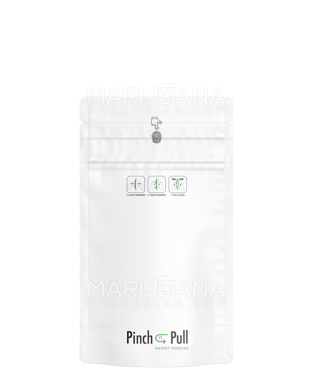 Child Resistant & Tamper Evident | Pinch N Pull Matte White Mylar Bags | 4in x 7in - 7g - 250 Count