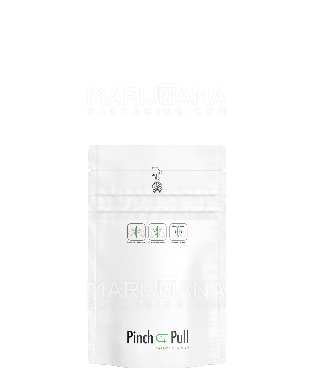 Child Resistant & Tamper Evident | Pinch N Pull Matte White Mylar Bags | 3.6in x 5.8in - 3.5g - 250 Count