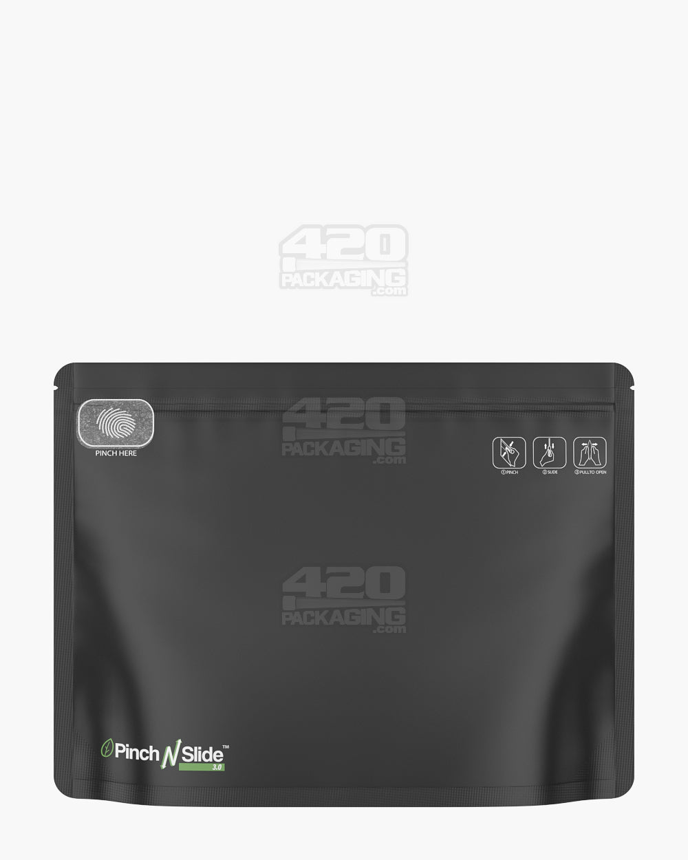 Child Resistant & Tamper Evident | Pinch N Slide 3.0 Matte Black PCR Mylar Exit Bags | 12in x 9in - 56g - 250 Count