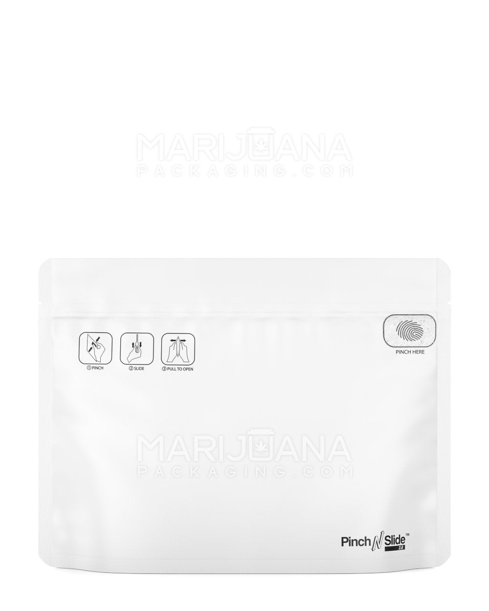 Child Resistant & Tamper Evident Pinch N Slide 3.0 Matte White Mylar Exit Bags | 12in x 9in - 56g | Sample