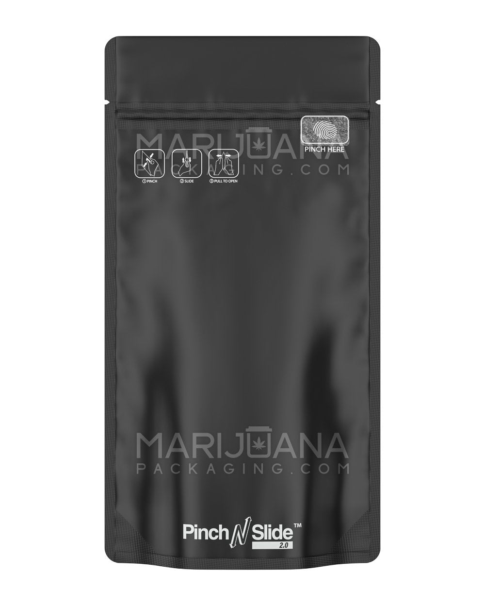 Child Resistant & Tamper Evident Pinch N Slide 3.0 Matte Black Mylar Bags | 5in x 8.8in - 14g | Sample