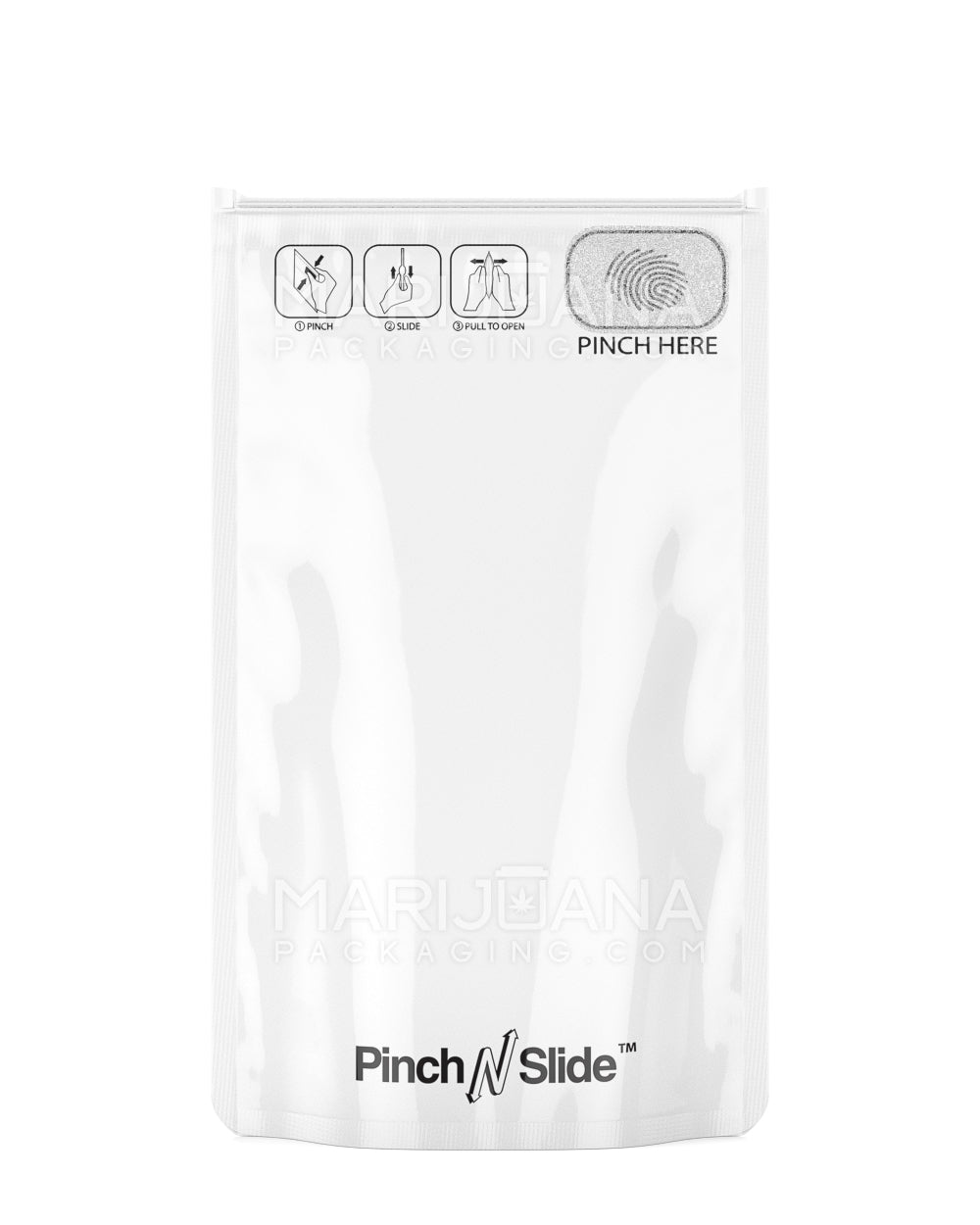 Child Resistant Pinch N Slide ASTM Matte White Mylar Bags | 5in x 8.5in - 14g | Sample