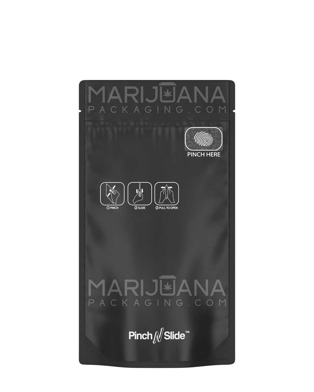 Child Resistant & Tamper Evident Pinch N Slide 3.0 Matte Black Mylar Bags | 4in x 7.4in - 7g | Sample