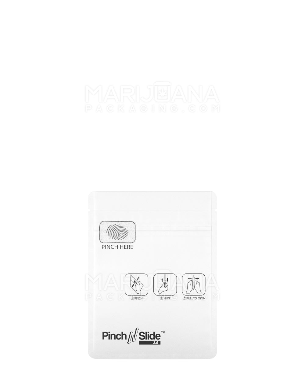 Child Resistant & Tamper Evident Pinch N Slide 3.0 Matte White Mylar Bags | 3.4in x 4.4in - 1g | Sample