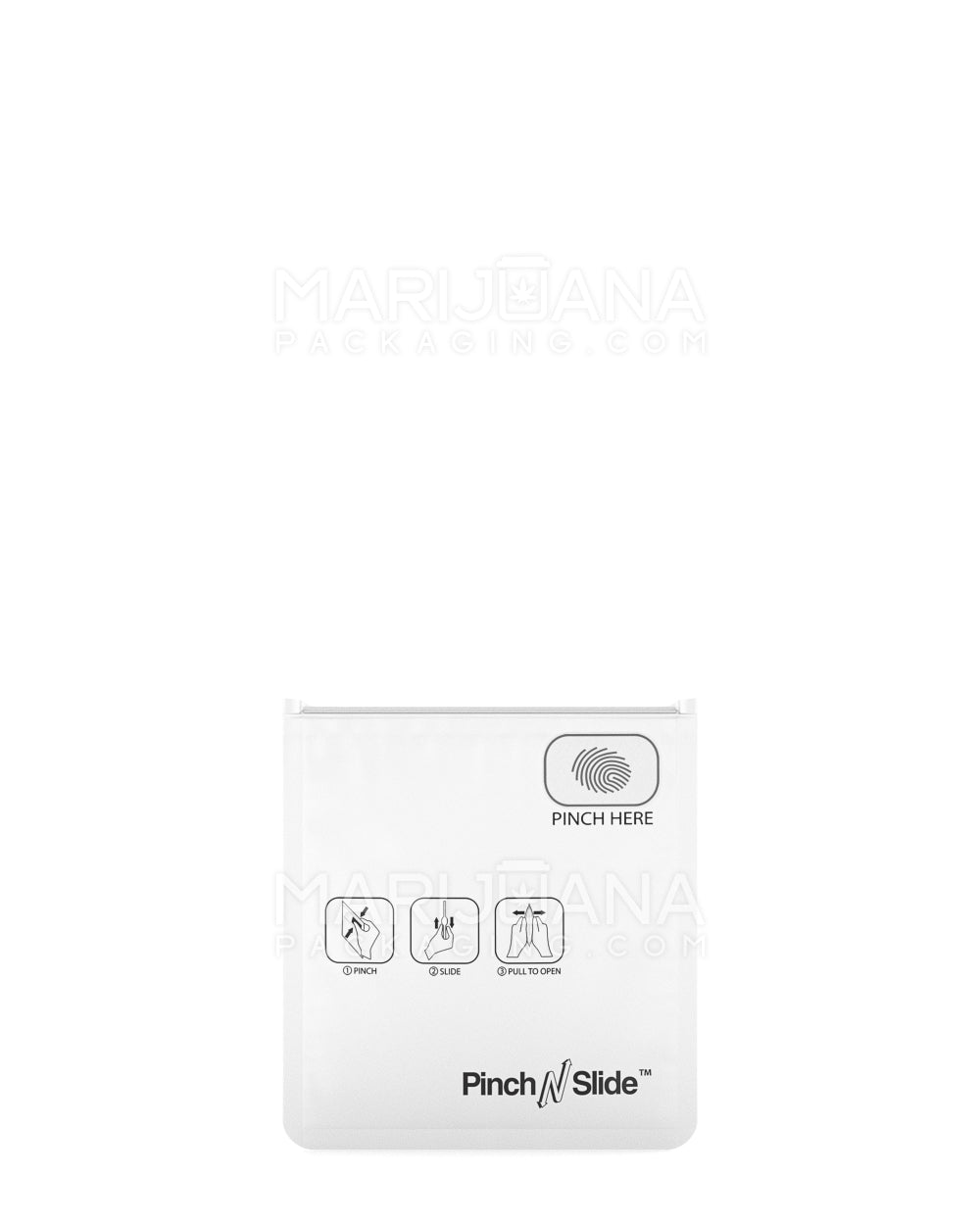 Child Resistant Pinch N Slide ASTM Matte White Mylar Bags | 3.4in x 3.7in - 1g | Sample