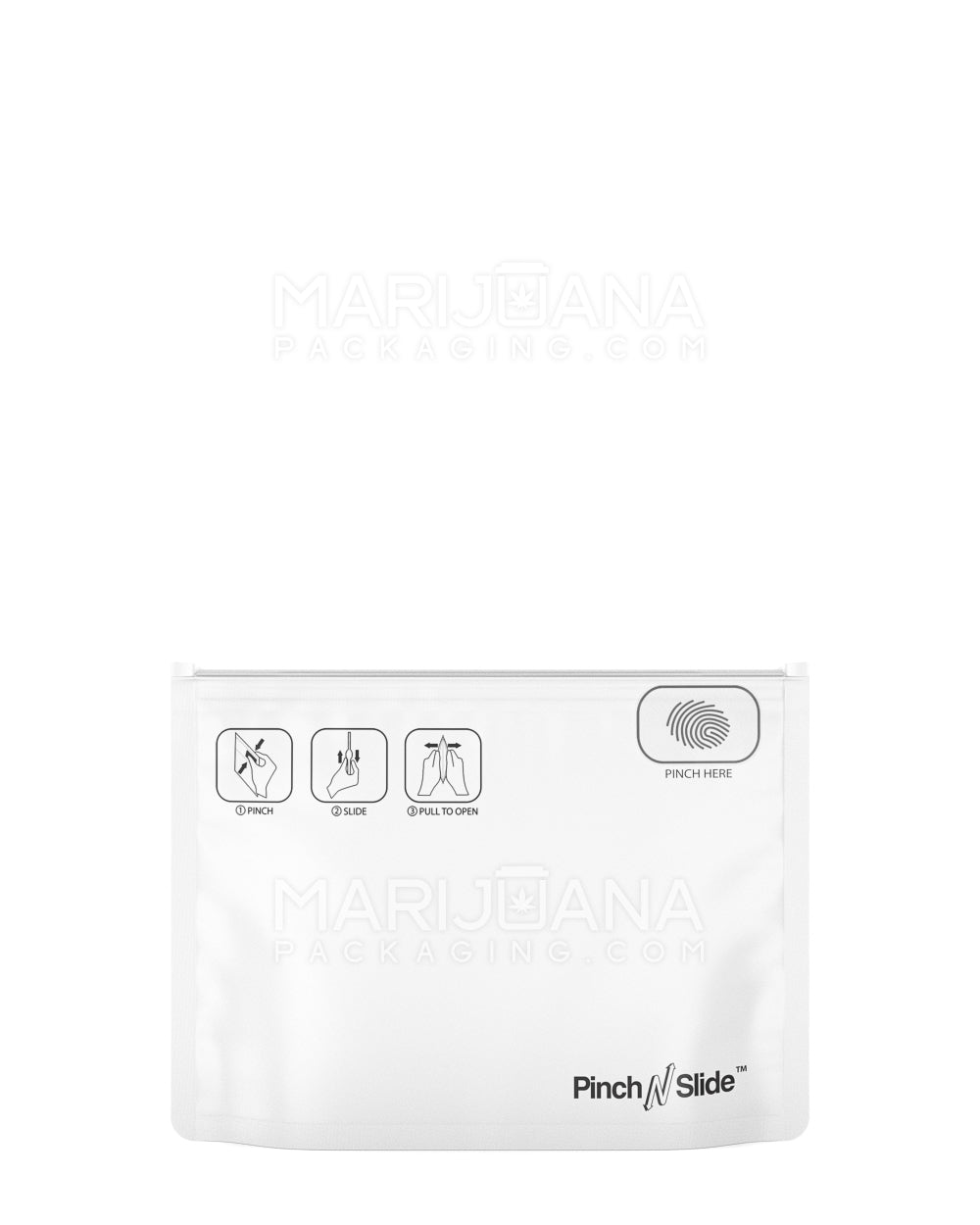 Child Resistant Pinch N Slide ASTM Matte White Mylar Exit Bags | 8in x 6in - 28g | Sample