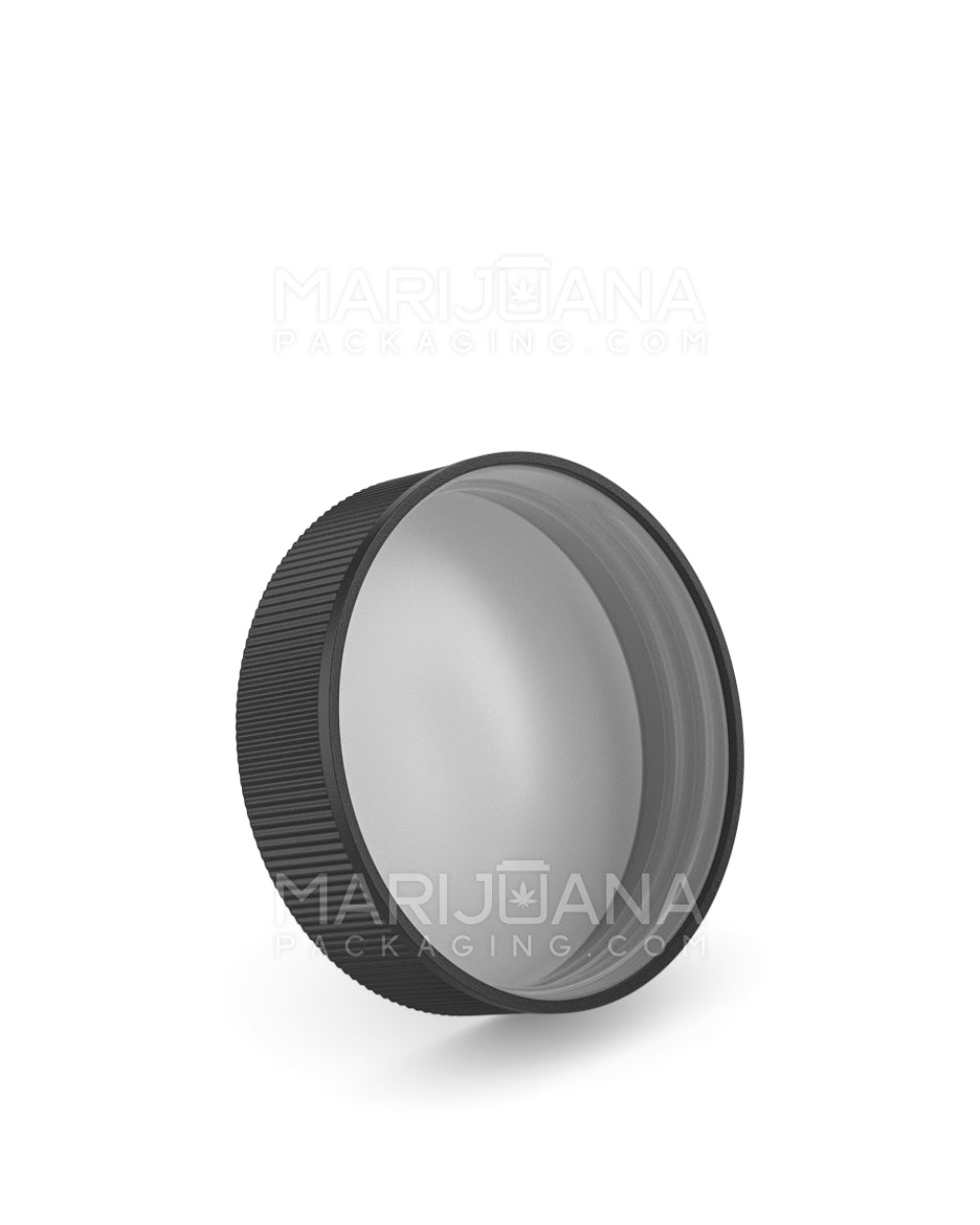 Child Resistant | Ribbed Push Down & Turn Plastic Caps w/ Foam Liner | 53mm - Semi Gloss Black - 120 Count