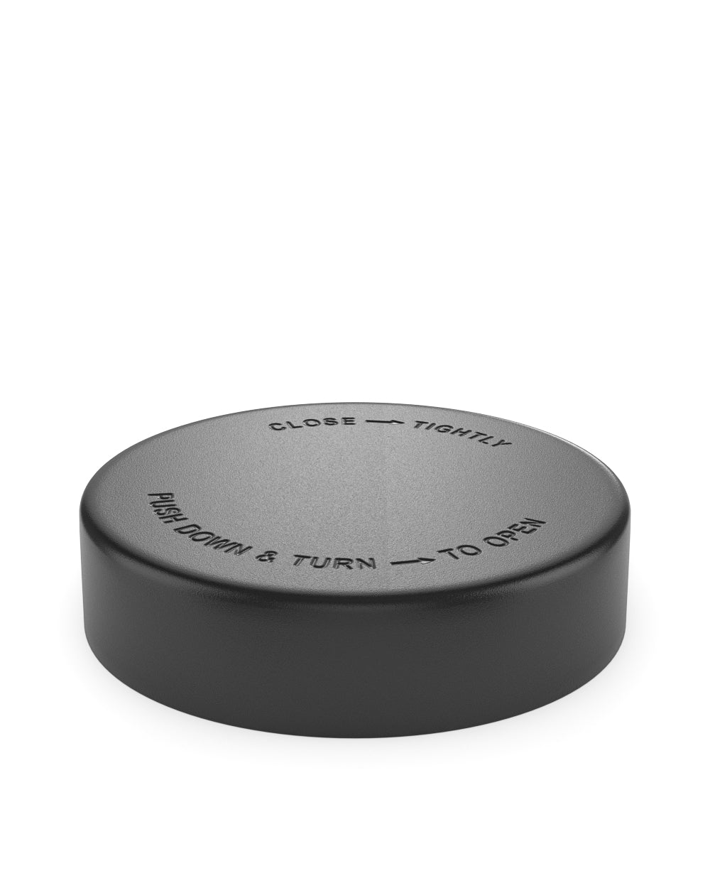 Child Resistant | Push Down & Turn Plastic PCR Caps w/ Foam Liner | 78mm - Semi Gloss Black - 48 Count