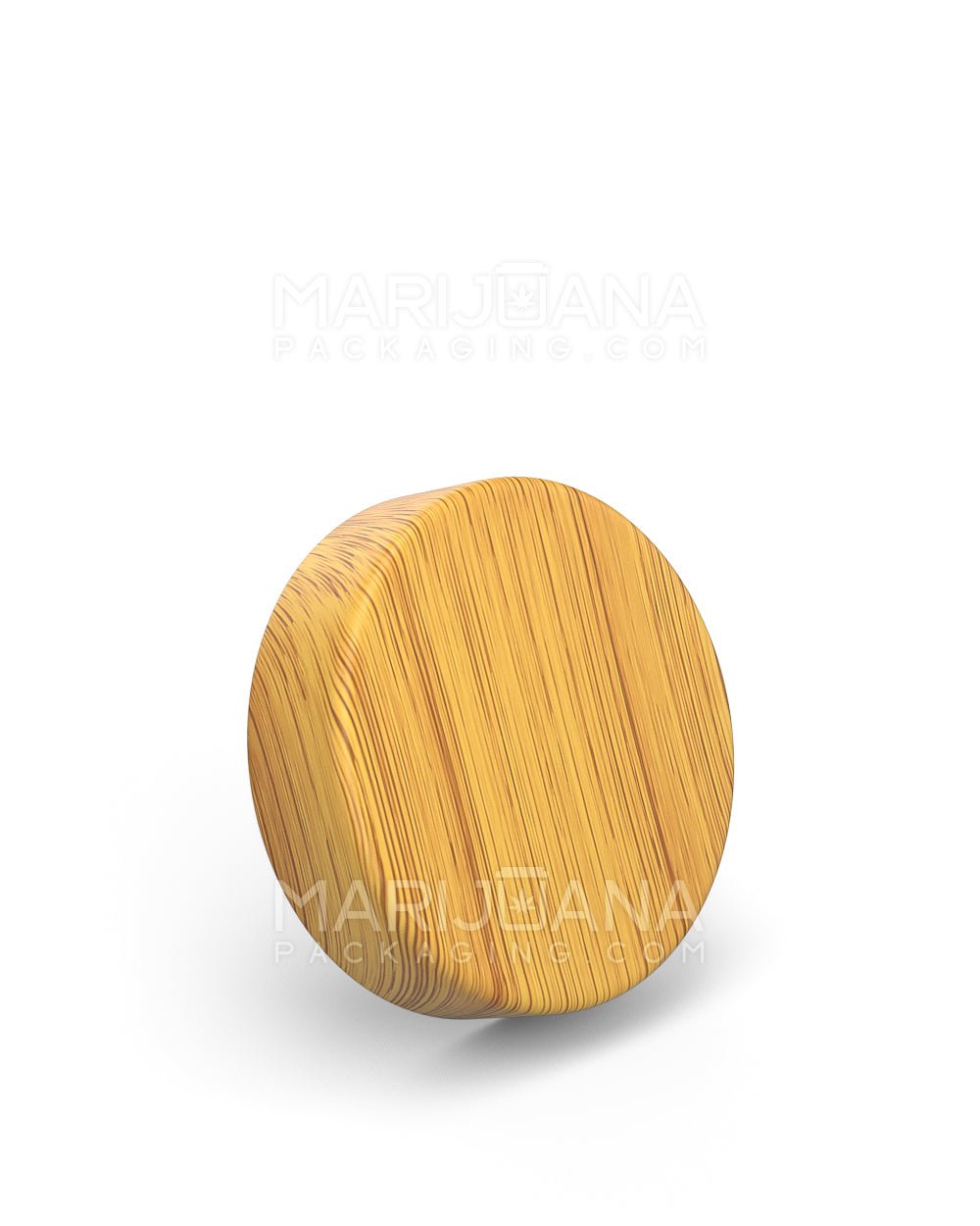 Child Resistant Smooth Flat Push Down & Turn Plastic Caps w/ Foam Liner | 50mm - Bamboo Wood | Sample