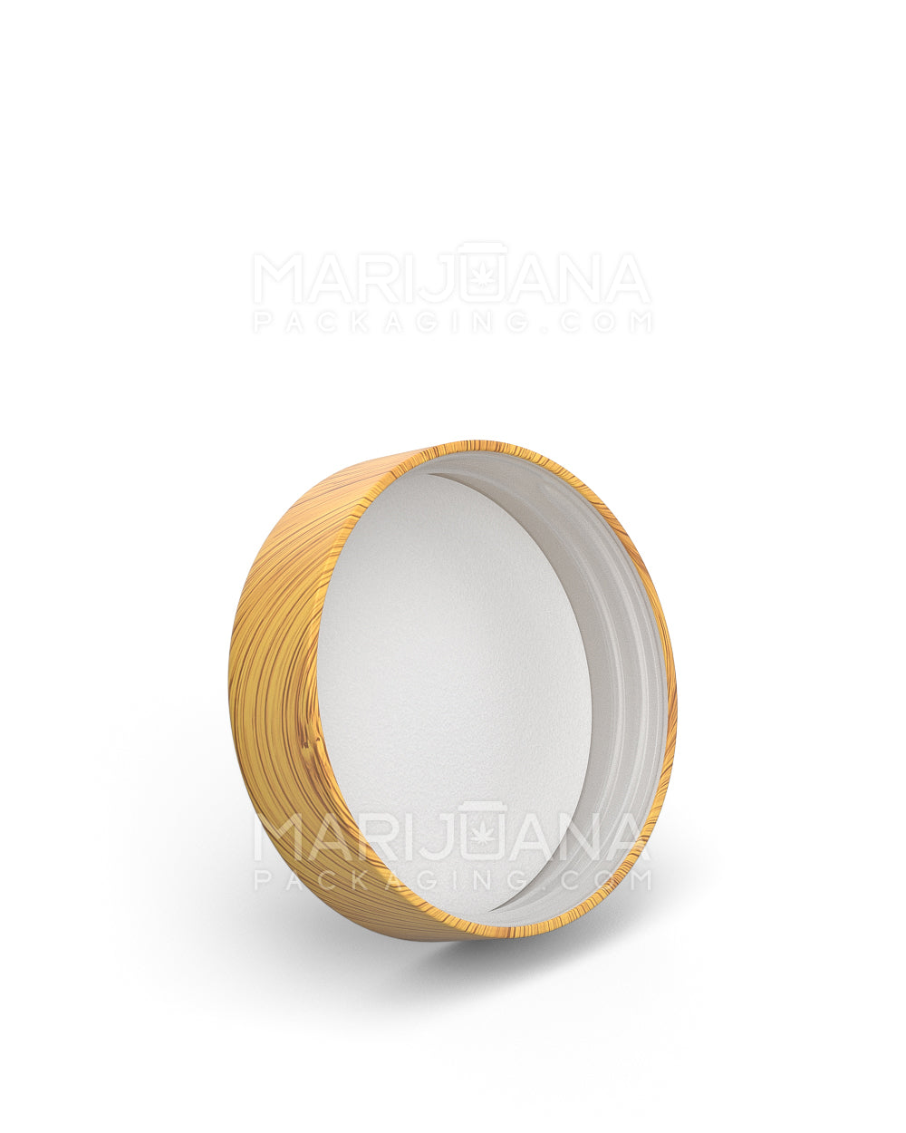 Child Resistant | Smooth Flat Push Down & Turn Plastic Caps w/ Foam Liner | 53mm - Bamboo Wood - 100 Count