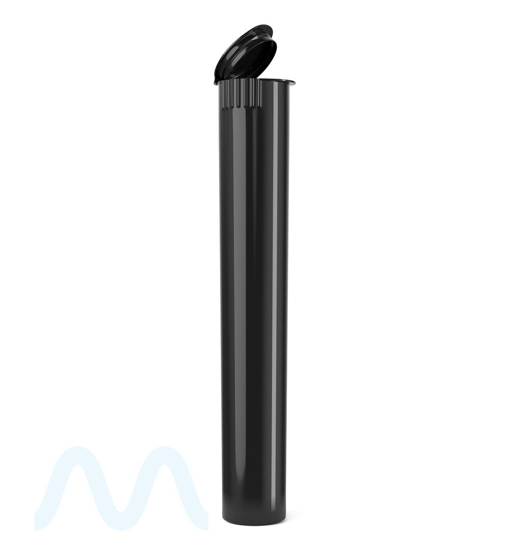 Child Resistant King Size Pop Top Opaque Plastic PCR Pre-Roll Tubes (Closed) | 116mm - Black | Sample