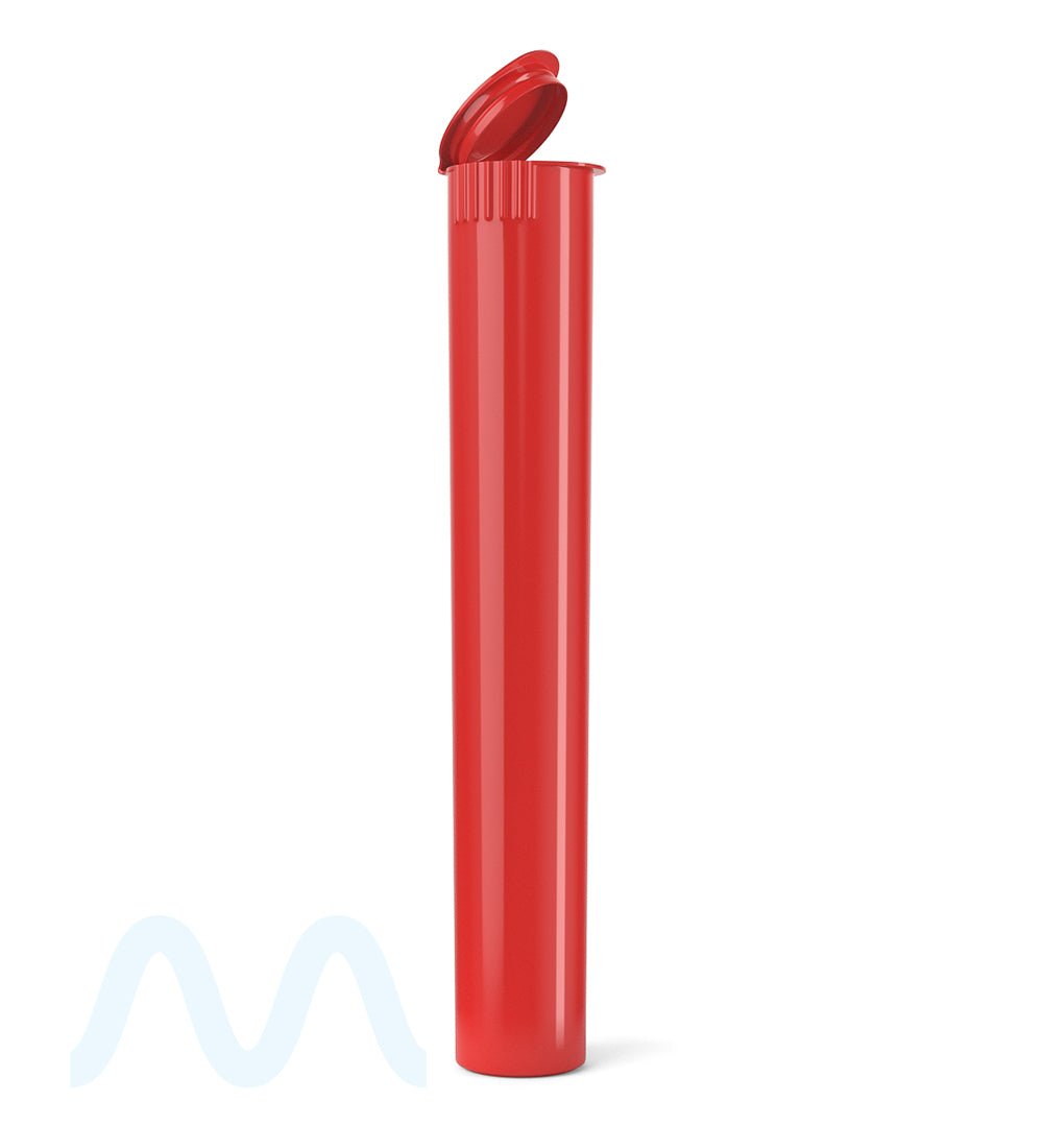 Child Resistant King Size Pop Top Opaque Plastic PCR Pre-Roll Tubes | 116mm - Red | Sample