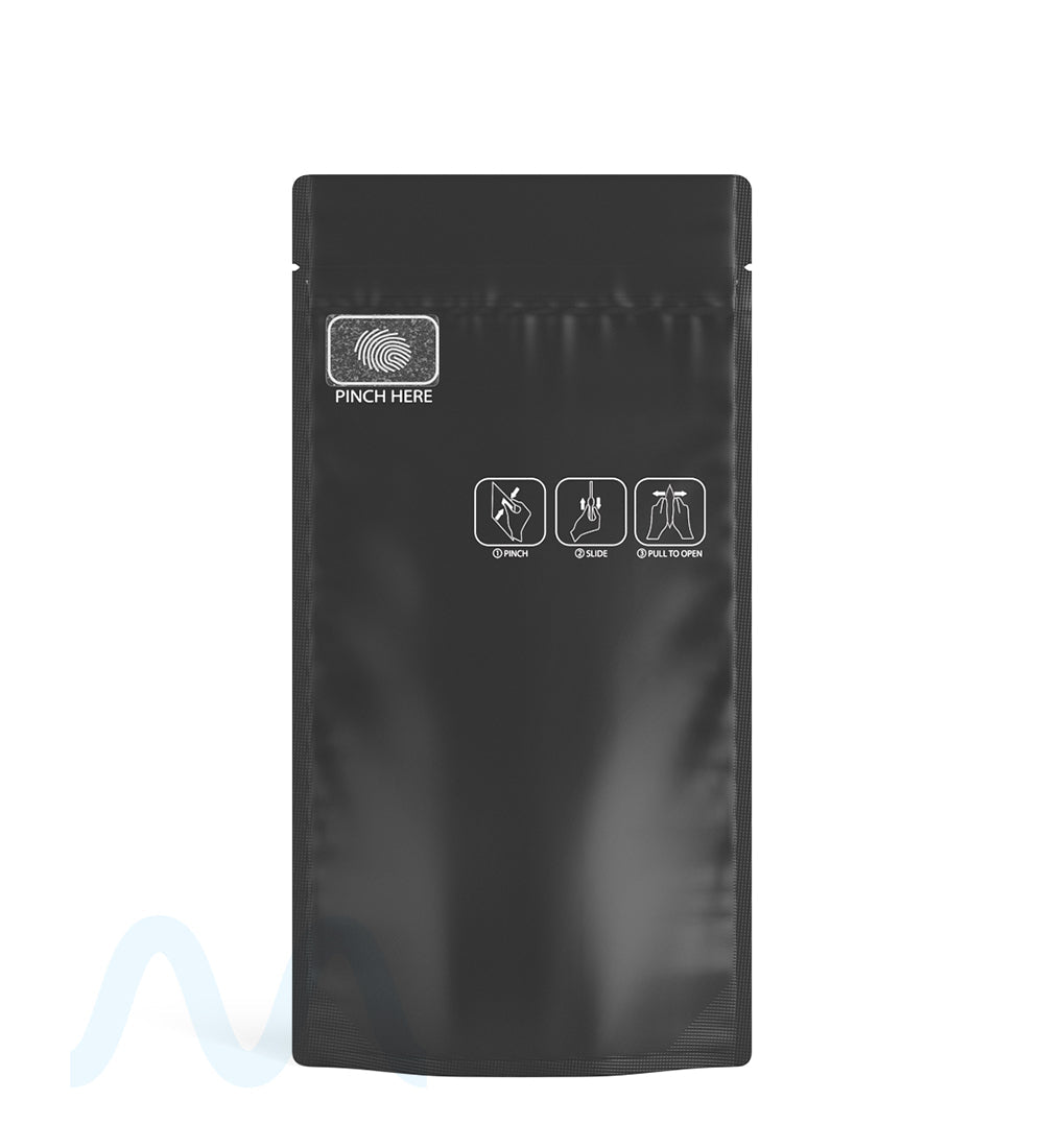 Child Resistant & Tamper Evident | Pinch N Slide 3.0 Matte Black Vista PCR Mylar Bags | 4in x 7.4in - 7g | Sample