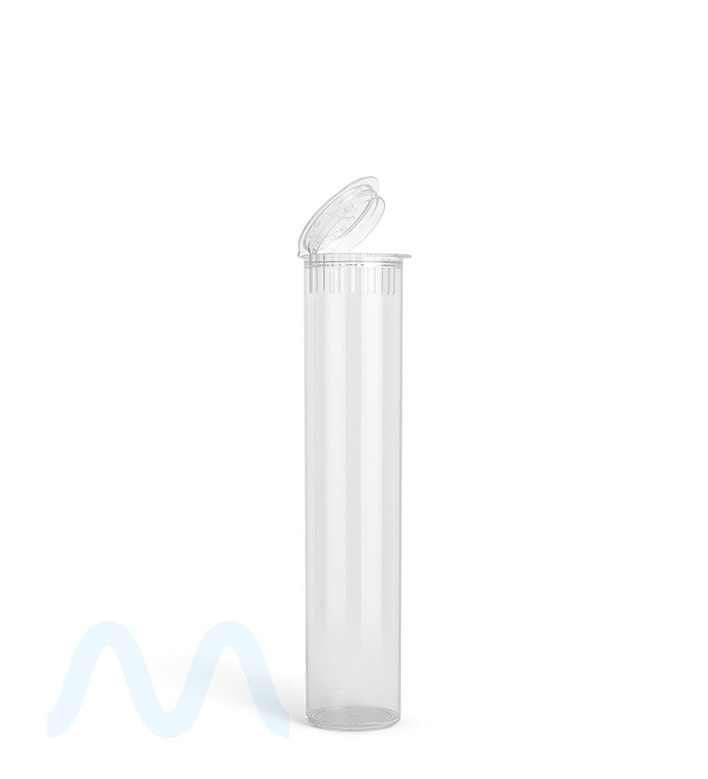 Child Resistant | Pop Top Plastic Pre-Roll PCR Tubes (Open) | 90mm - Clear | Sample