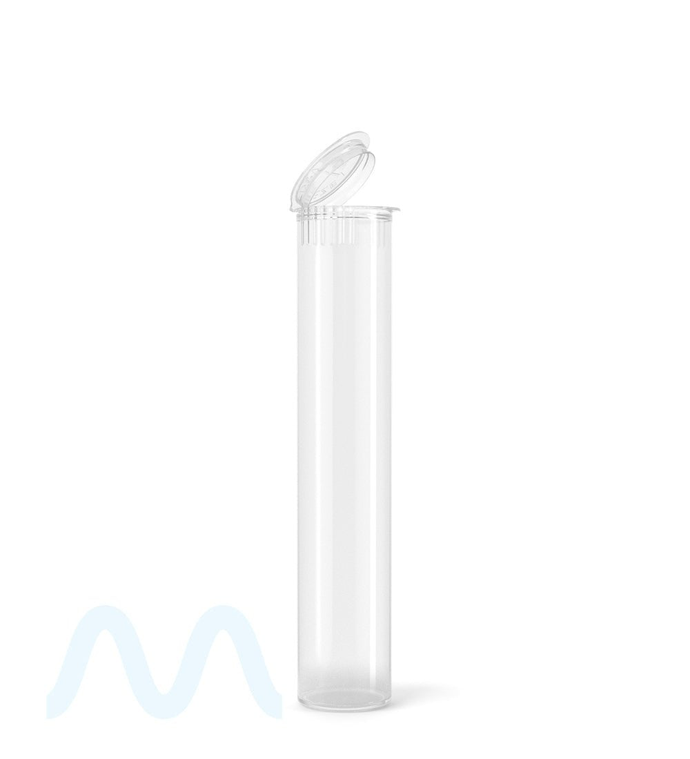 Child Resistant Pop Top Plastic PCR Pre-Roll Tubes (Open) | 98mm - Clear | Sample