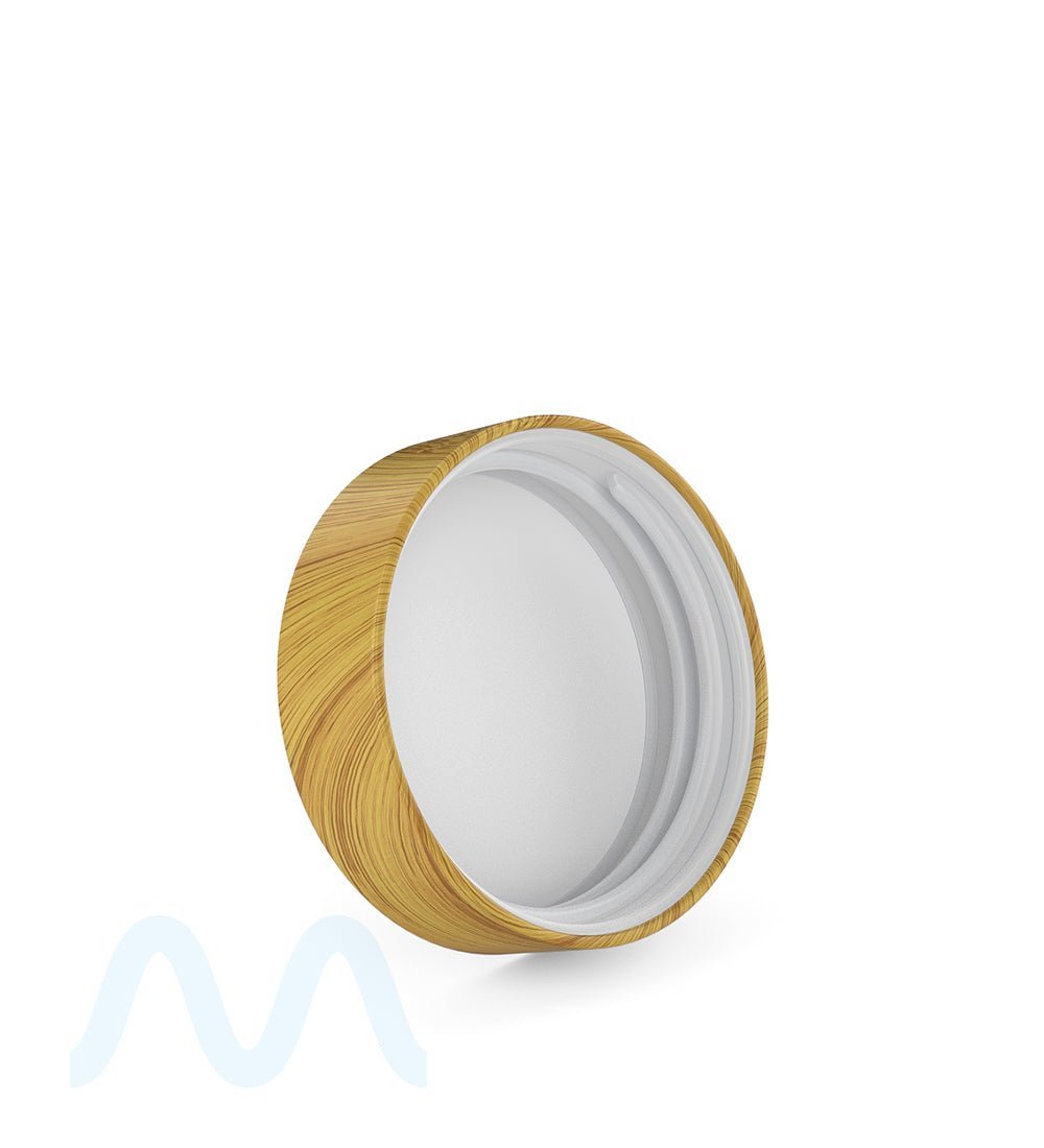 Child Resistant | Flat Push Down & Turn Plastic PCR Caps w/ Foam Liner | 53mm - Bamboo Wood - 120 Count - 4