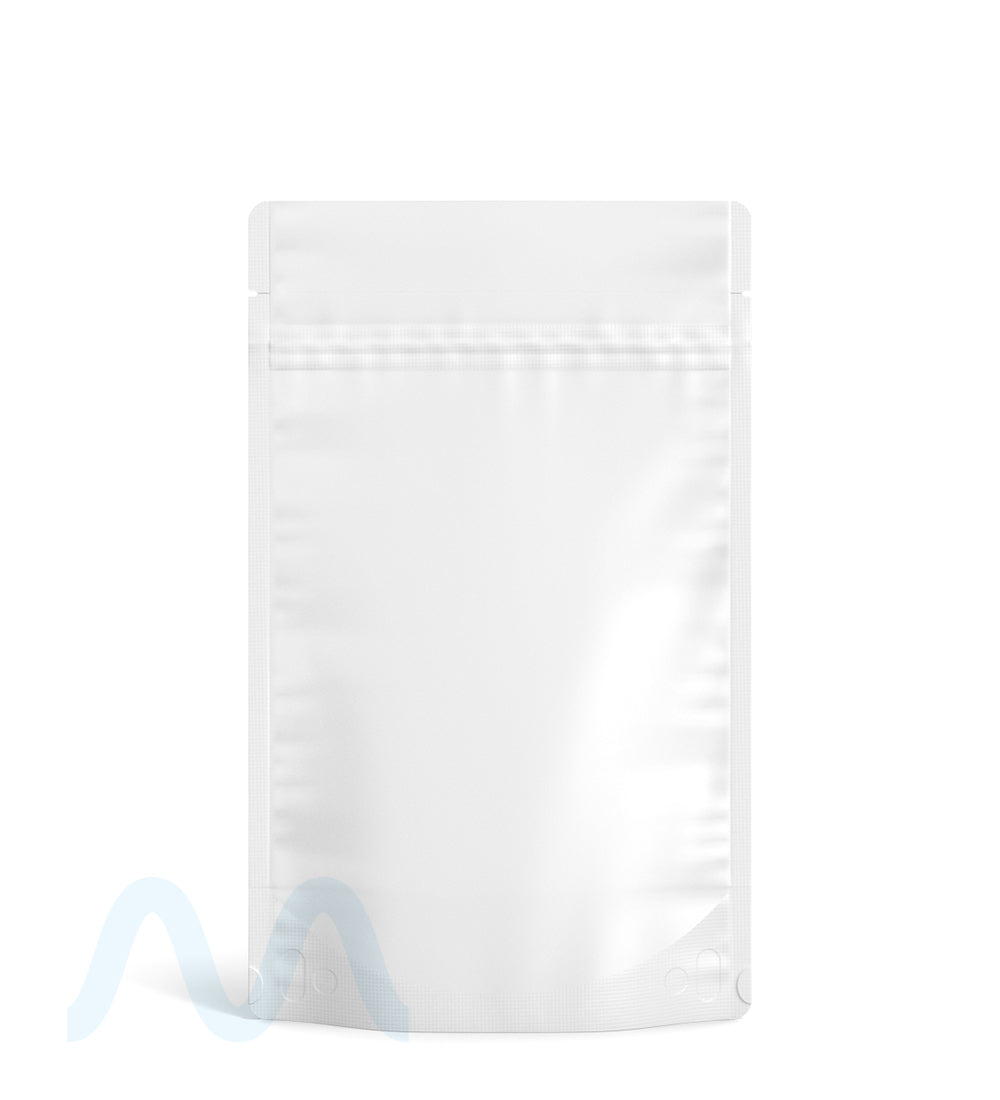 Tamper Evident | Matte White Vista PCR Mylar Bags (Tear Notch) | 5in x 8.1in - 14g | Sample