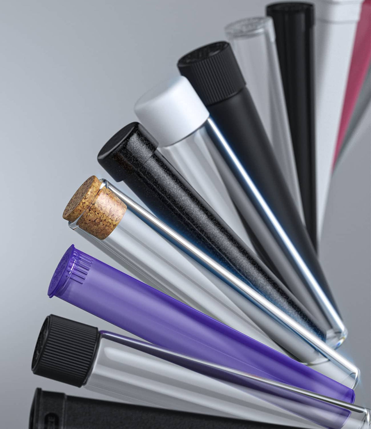 tubes of different materials, colors, & caps