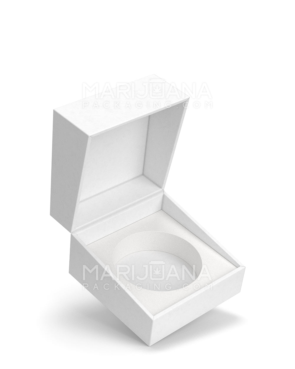 Child Resistant 100% Recyclable Magnetic Round Concentrate Container Cardboard Box w/ Foam Interior | 43mm - White | Sample