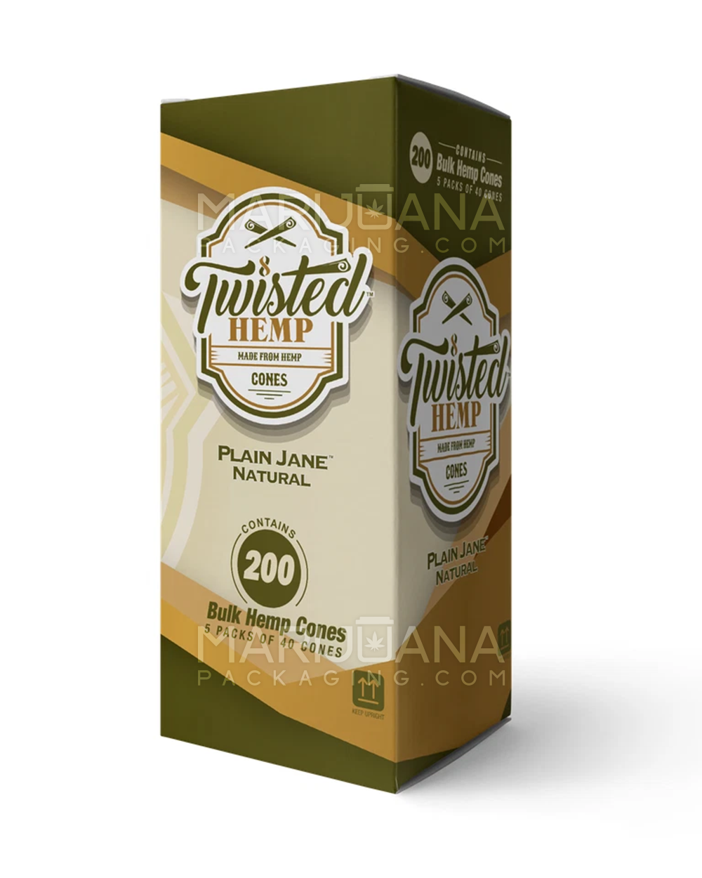 TWISTED HEMP | King Size Bulk Hemp Pre-Rolled Cones | 109mm - Plain Jane - 200 Count