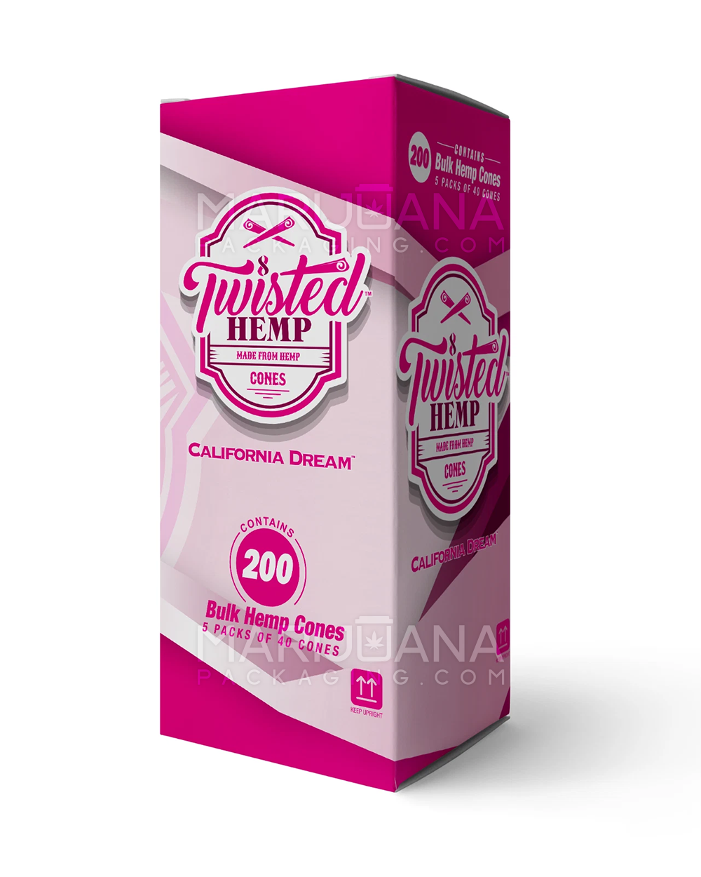 TWISTED HEMP | King Size Bulk Hemp Pre-Rolled Cones | 109mm - California Dream - 200 Count