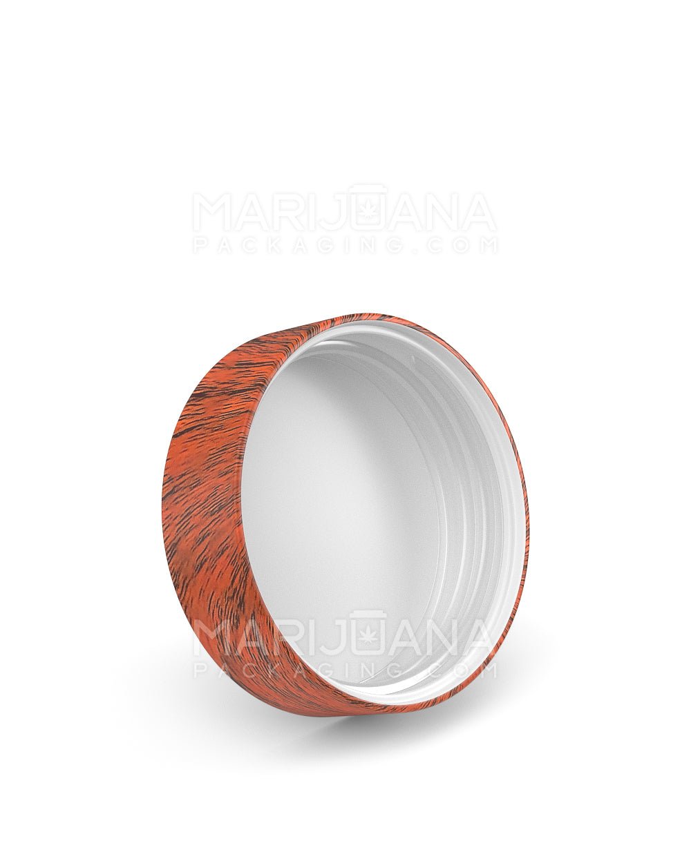 Child Resistant | Smooth Flat Push Down & Turn Plastic Caps w/ Foam Liner | 53mm - Red Wood - 100 Count - 2