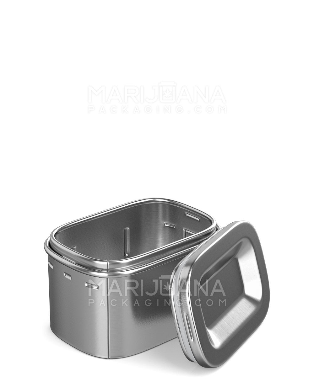 Child Resistant & Sustainable 100% Recyclable PushTin Small Container | 1oz - Silver Tin | Sample