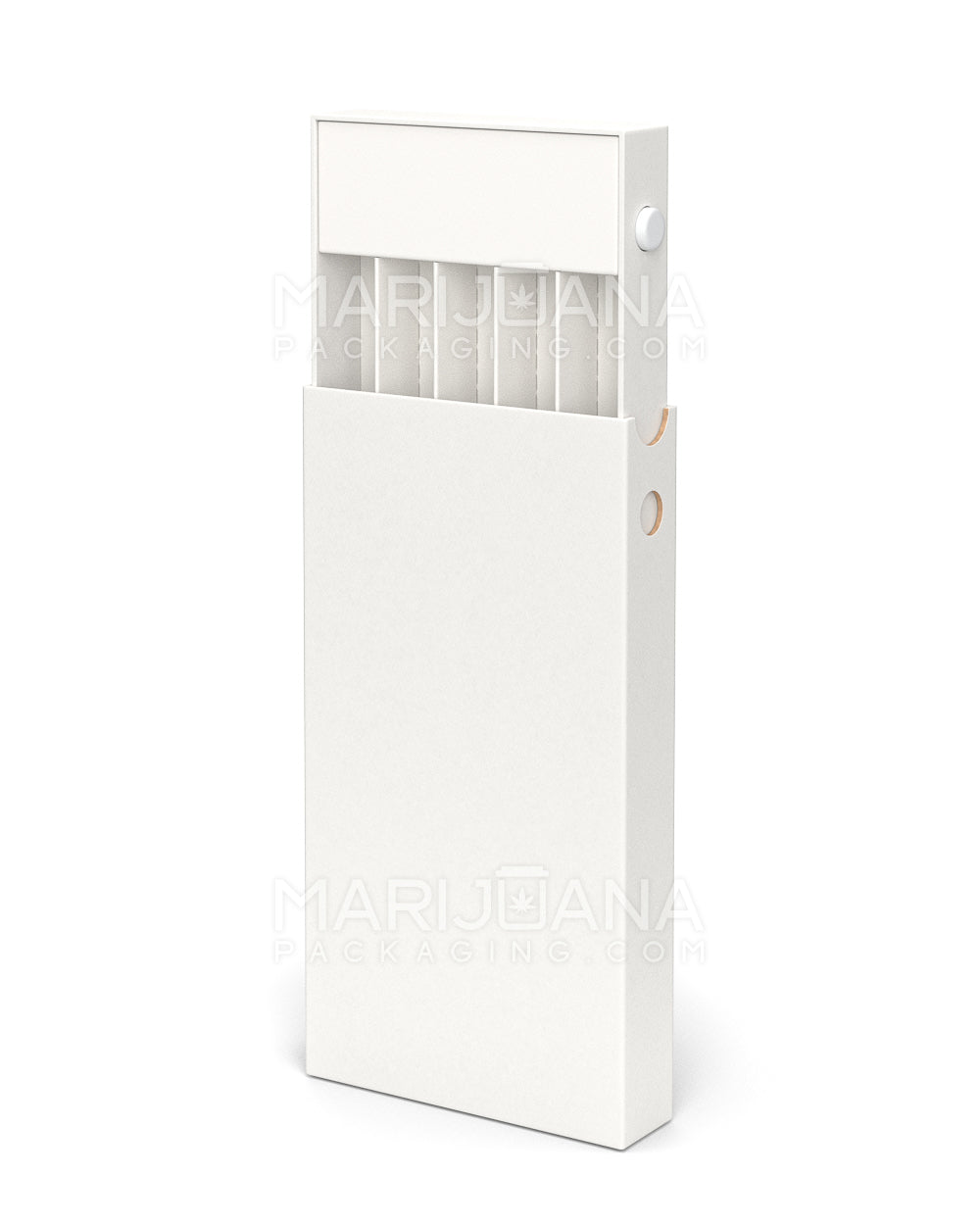 Child Resistant & Sustainable 100% Recyclable Slim Pre-Roll Case w/ Press Button | 145mm x 77mm - White Cardboard | Sample