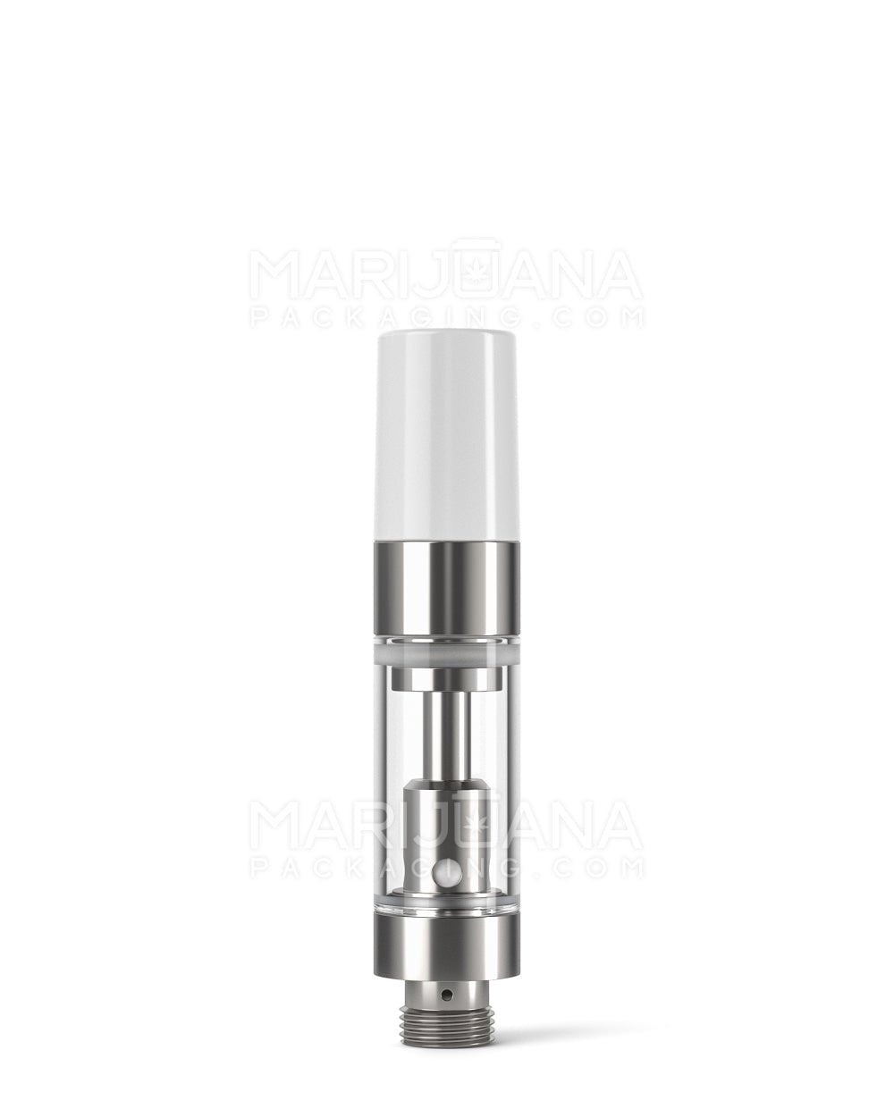 Ceramic Core Glass Vape Cartridge with Round White Plastic Mouthpiece | 0.5mL - Press On - 100 Count - 1