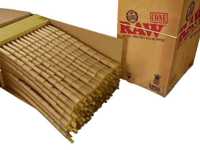 RAW | Classic King Size Pre-Rolled Cones | 109mm - Unbleached Paper - 1400 Count