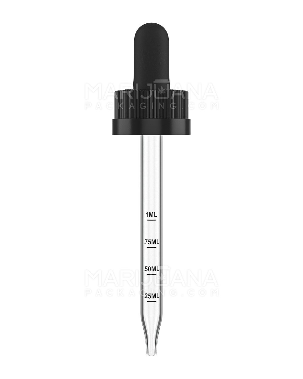 Child Resistant Black Graduated Ribbed Glass Dropper Cap | 2oz - 1mL | Sample