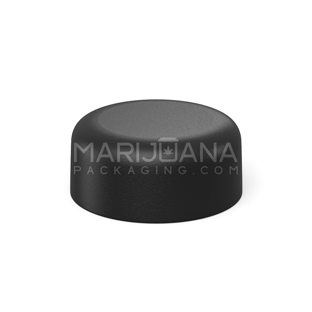 Child Resistant | Domed Push Down & Turn Plastic Caps w/ Foil Liner | 38mm - Matte Black - 1920 Count