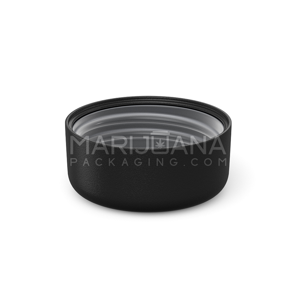 Child Resistant | Domed Push Down & Turn Plastic Caps w/ Foil Liner | 38mm - Matte Black - 1920 Count