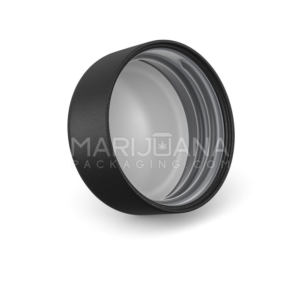 Child Resistant | Domed Push Down & Turn Plastic Caps w/ Foil Liner | 38mm - Matte Black - 1920 Count