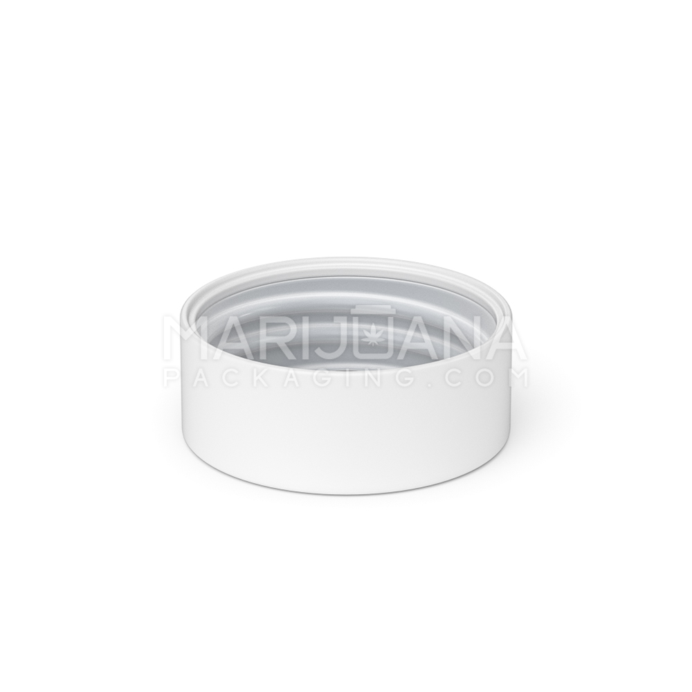 Child Resistant | Smooth Push Down & Turn Plastic Caps w/ Foil Liner | 38mm - Matte White - 1400 Count