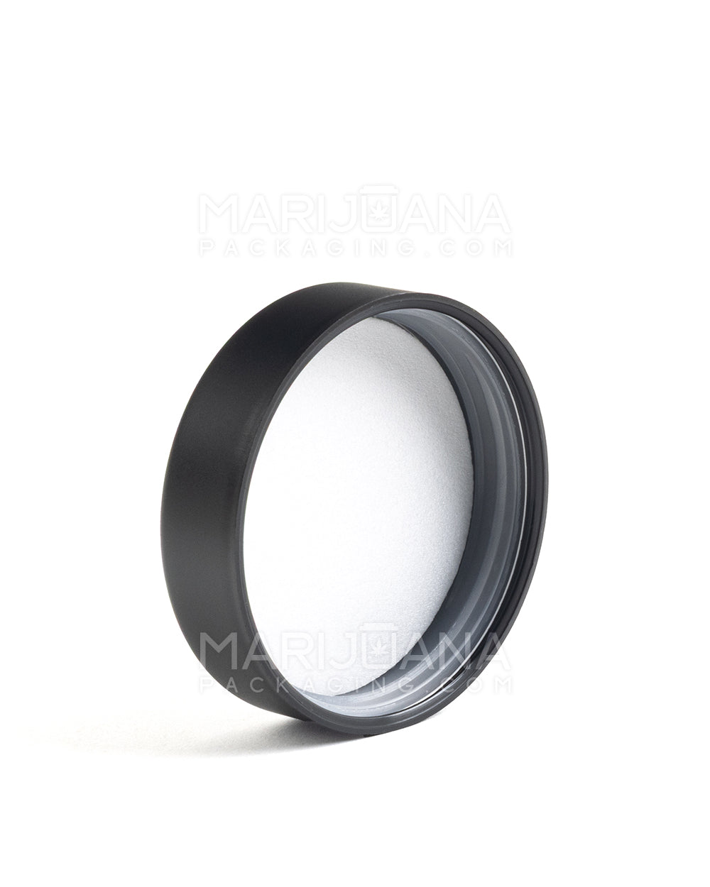 Child Resistant | Smooth Push Down & Turn Plastic Caps w/ Pressure Seal Liner | 50mm - Matte Black - 100 Count