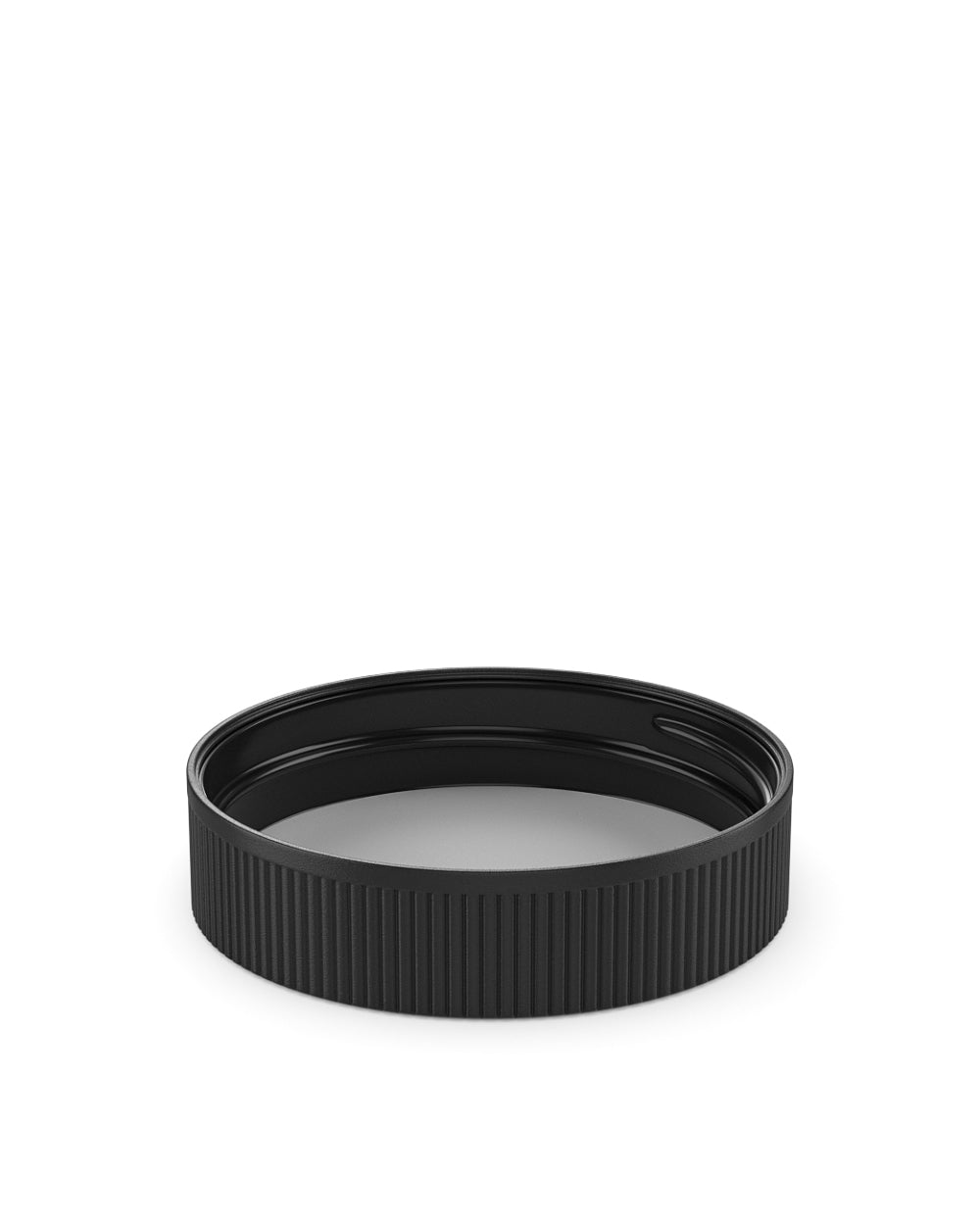 Child Resistant | Ribbed Push Down & Turn Plastic Caps w/ Foam Liner | 63mm - Matte Black - 12 Count