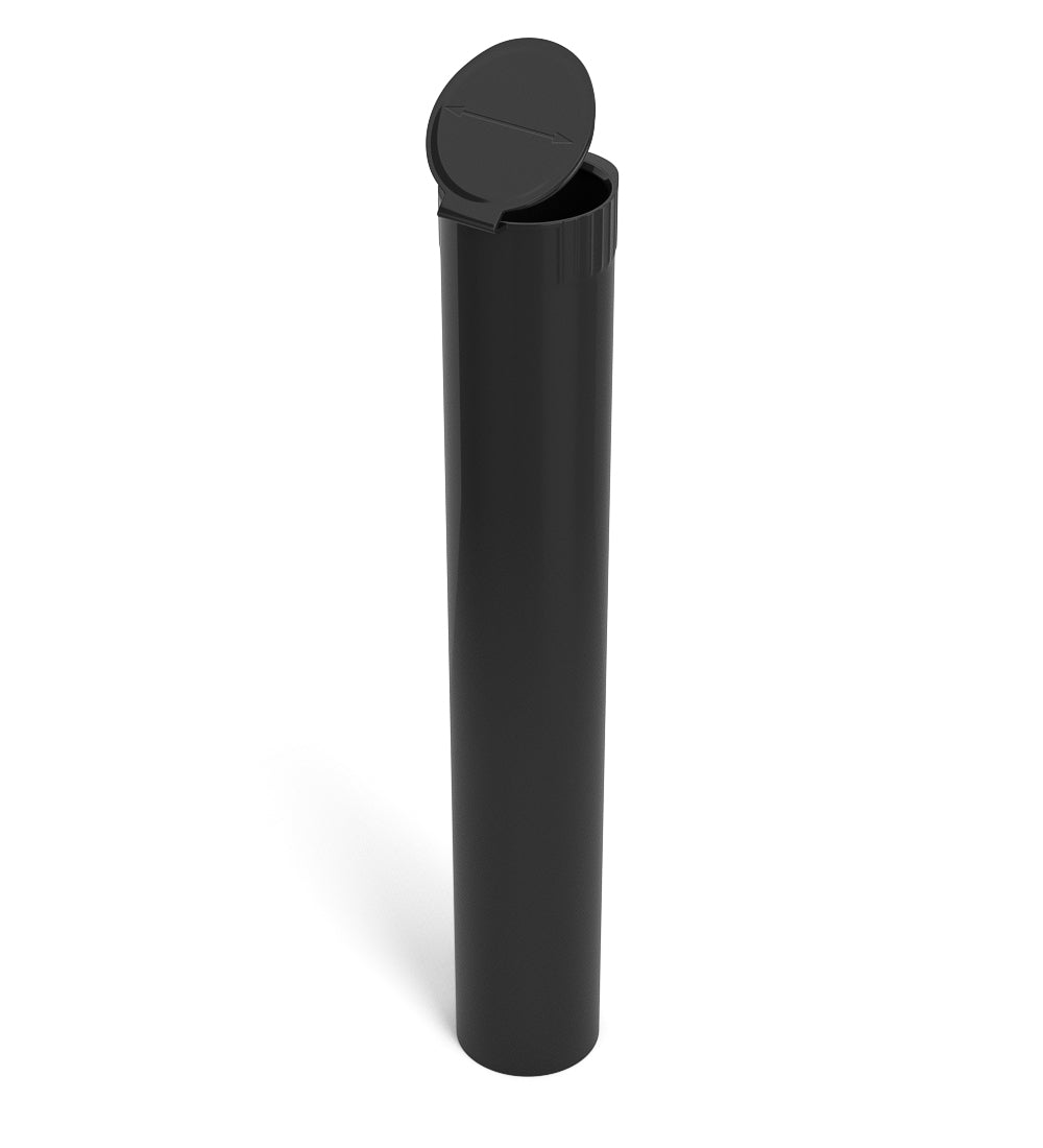 Child Resistant | King Size Pop Top Opaque Plastic USA Pre-Roll Tubes (Open) | 116mm - Black - 1000 Count