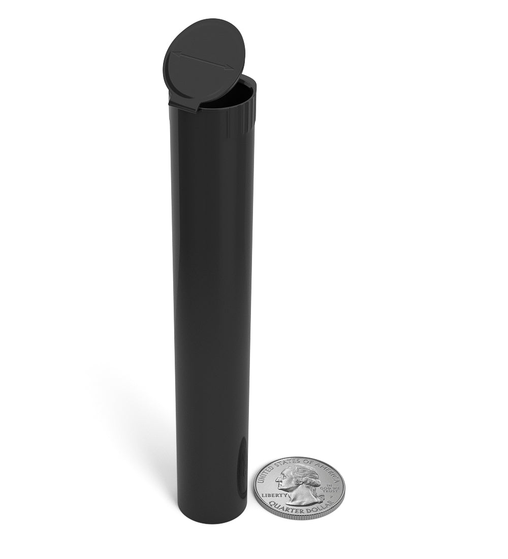 Child Resistant | King Size Pop Top Opaque Plastic USA Pre-Roll Tubes (Open) | 116mm - Black - 1000 Count