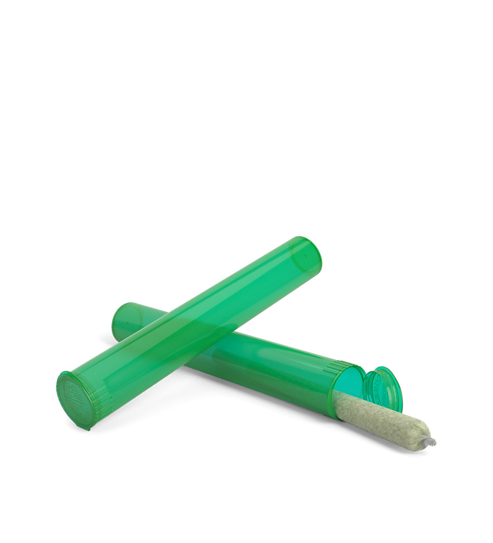 Child Resistant | King Size Pop Top Translucent Plastic Pre-Roll Tubes | 116mm - Green - 1000 Count